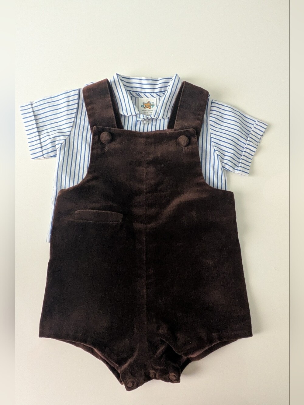 Vintage Betti Terrell by Johnston Brown Corduroy Shortalls & Striped Shirt Set 6